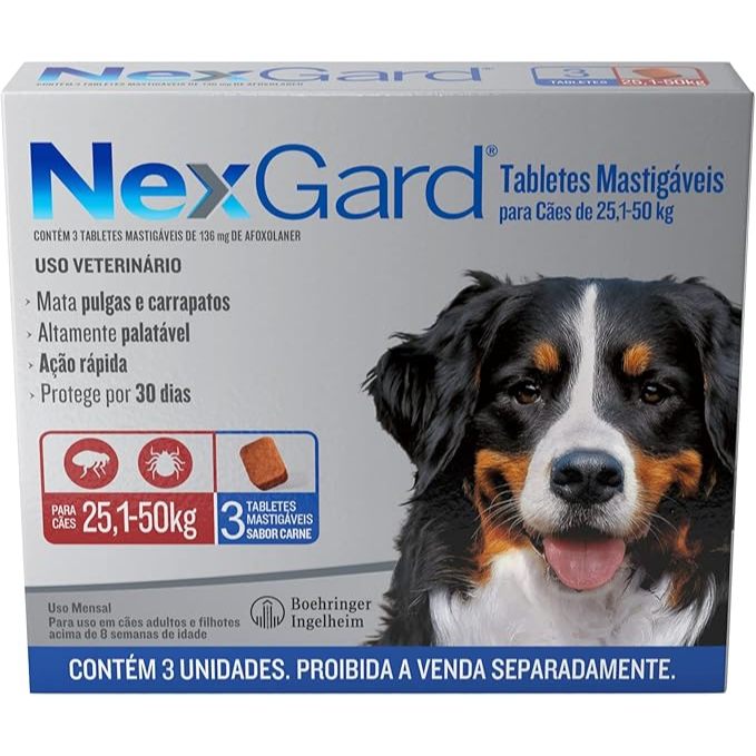 Kit 3 Antipulgas e Carrapatos para Cães 25-50kg