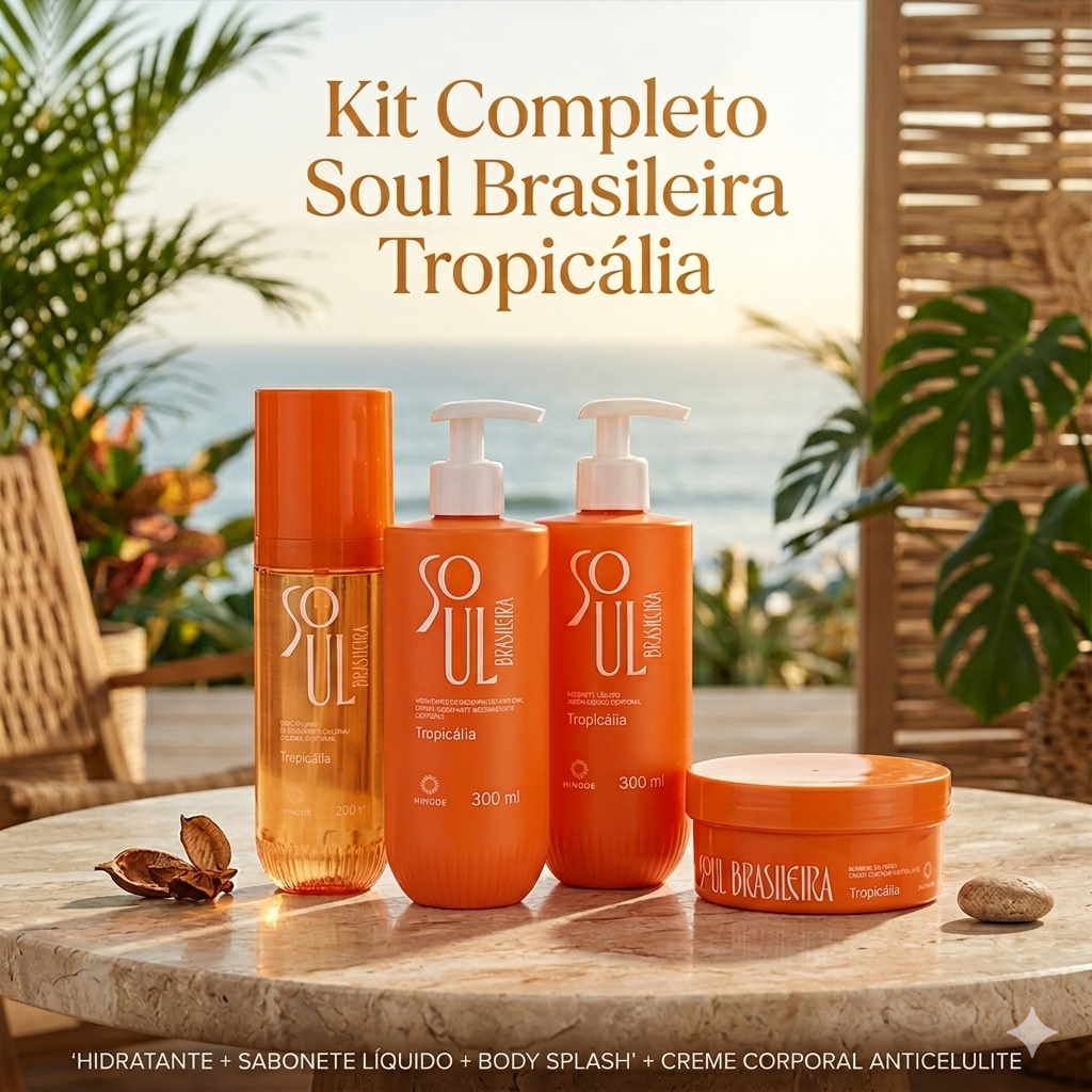 Kit Completo Soul Brasileira Tropicália (sabonete, hidratante, Anti celulite e Body Splash) Hinode