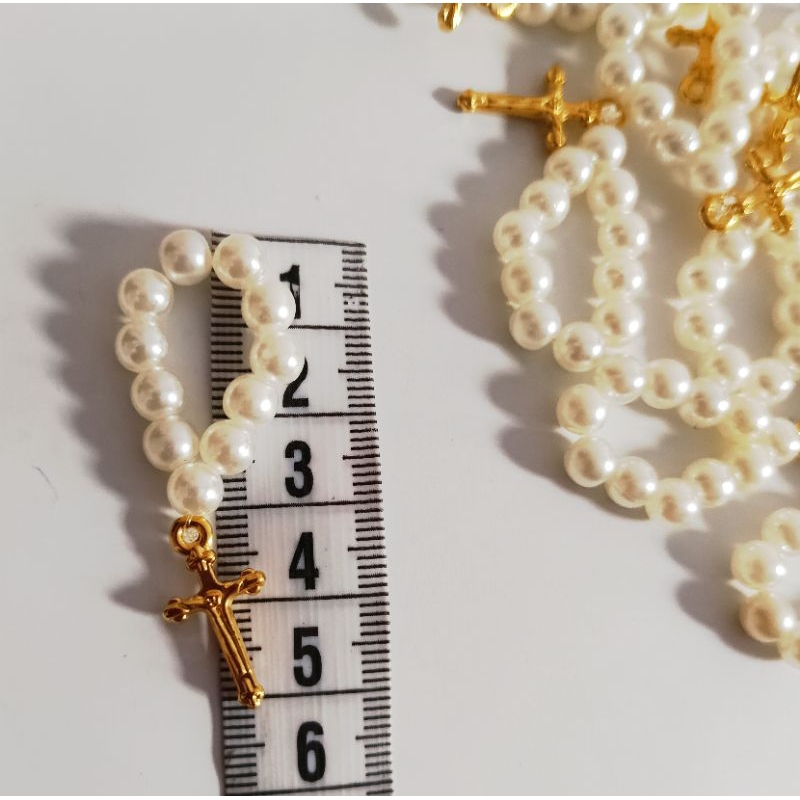 Mini Terço Pérolas  Para Lembrancinhas #batismo #batizado #crisma #eucaristia #terço De Dedo #batizados