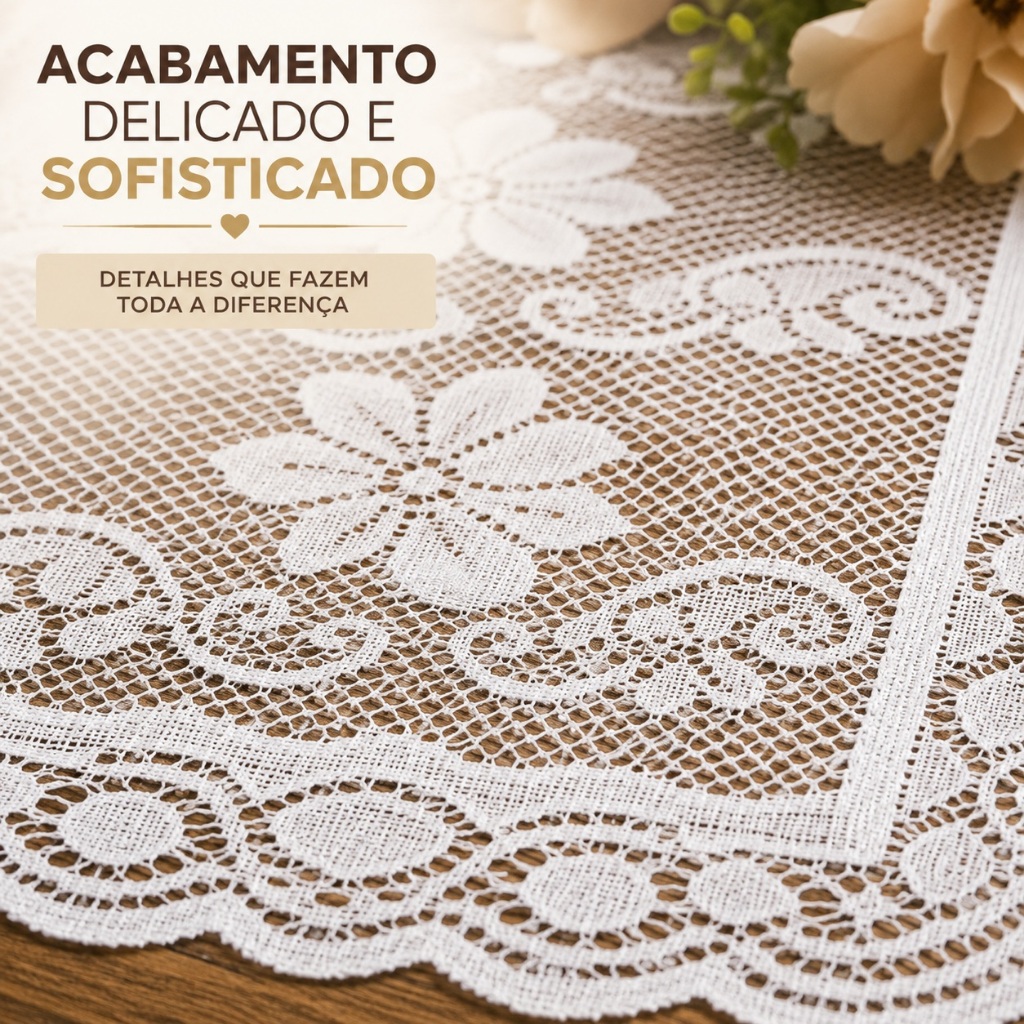Detalhes do Caminho De Mesa Renda Estampada 1,50x40 Luxo Decoração
