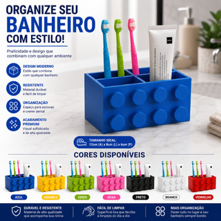 Porta Escovas De Dente Organizador Banheiro Estilo Lego Porta Creme Dental Suporte Escova Multifuncional Decorativo Mode