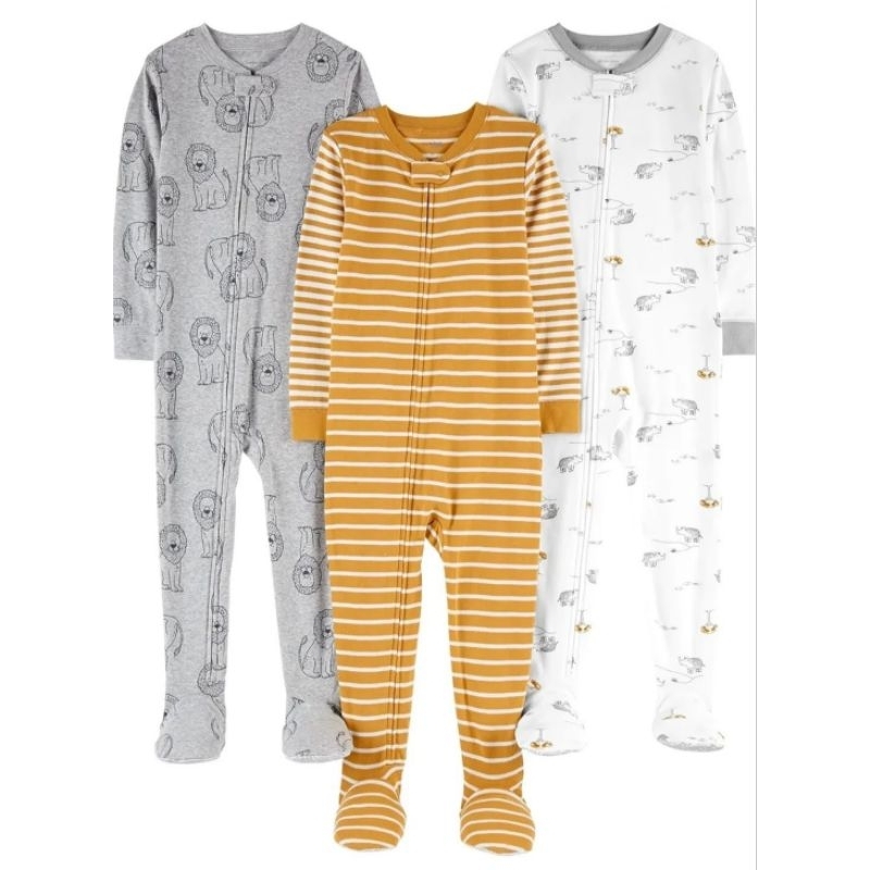 Macacão infantil Simple Joys by Carter's 100% algodão pijama longo menina meninos com zíper