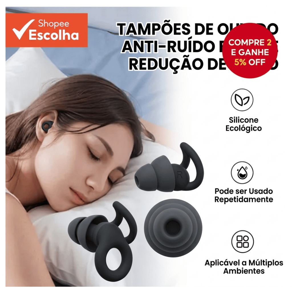 Pares  4 3 2 1 Tampão Auricular 3 Protetor Auricular Tampão de Ouvido Silicone Antirruído Dormir Estudo Natação