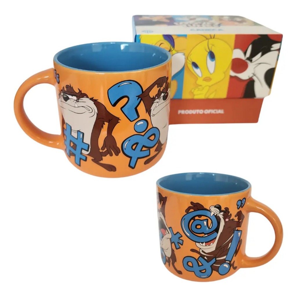 Caneca Looney Tunes Taz Mania Cerâmica 400ml Licenciada