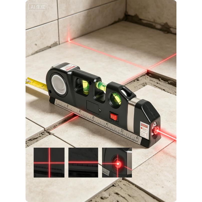 Nível Laser 4 em 1: Fita Métrica, Régua, Nível e Laser para Instalações Precisas