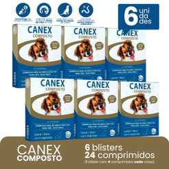 Kit 6 Vermifugo Ceva Canex Composto para Cães - 4 Comprimidos