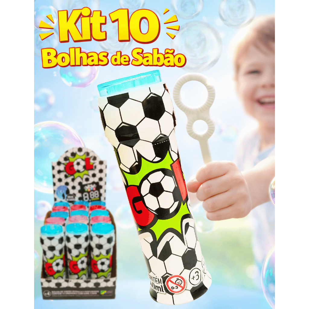 Kit 10 Bolha Sabão futebol Lembrancinhas de aniversário infantil bolinha prenda junina copa atacado