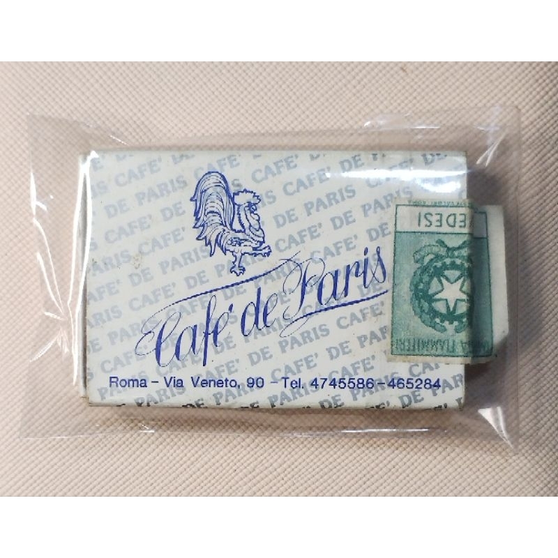 Fósforo de gaveta Café De Paris Roma Via Veneto Anos 60 Dolce Vita - Com Selo Fiscal Monopólio Italiano Caixa Completa