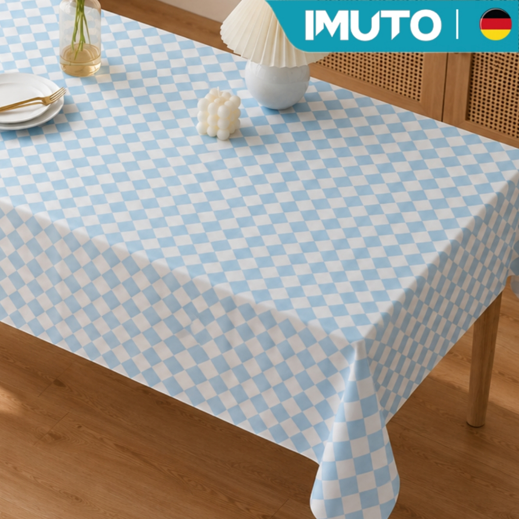 Toalha de Mesa Retangular Impermeável PVC Plástico para 4, 6, 8 Lugares Fácil de Limpar e Resistente