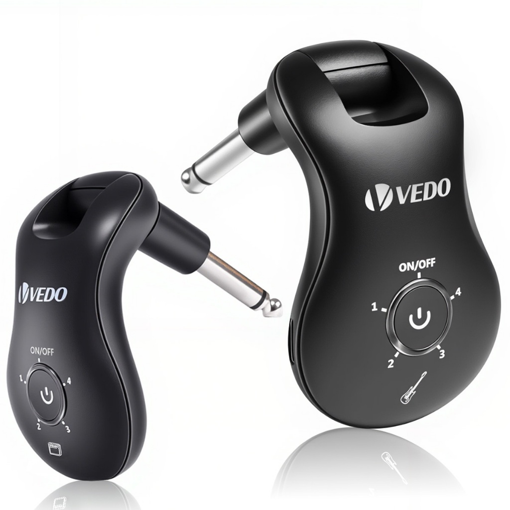 Sistema sem fio de 2,4 GHz para guitarra: transmissor e receptor digitais, versão de 4 canais, para guitarra elétrica