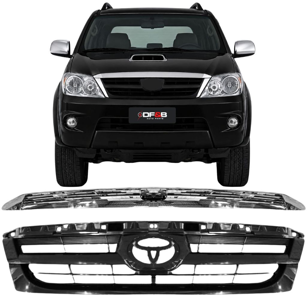 Grade Hilux SW4 2005 A 2008 Preta + Friso Superior Cromado
