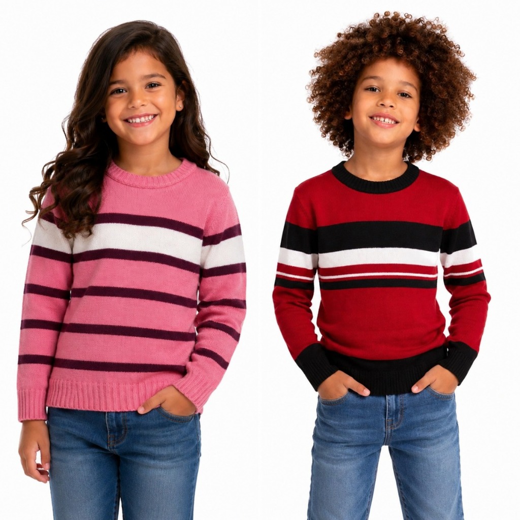 Blusa De Tricot Quentinha Várias Cores Modelos Masculino e Feminino 1 Ao 16 Anos - Envio Full