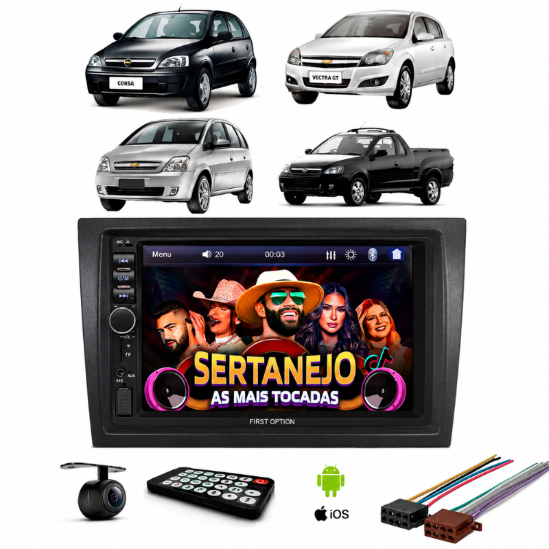 Central Multimidia Gm Corsa Meriva Vectra Montana  Mp5 Bt Espelha Moldura 2 Din Câmera Ré
