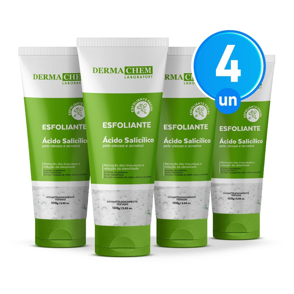 Kit 4 Gel Esfoliante Ácido Salicílico Enzimático 100ml Dermachem