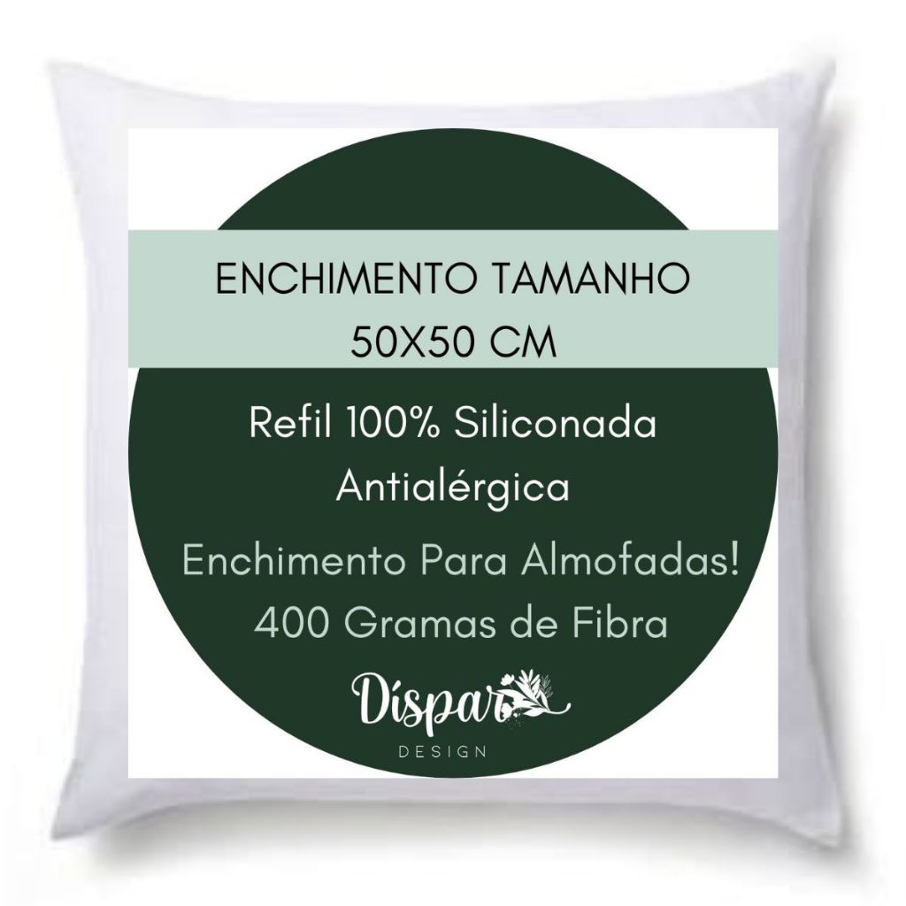 Refil Almofada Enchimento 50x50 cm - 400g de Fibra 100% Siliconada Anti Alergico Extra Cheio