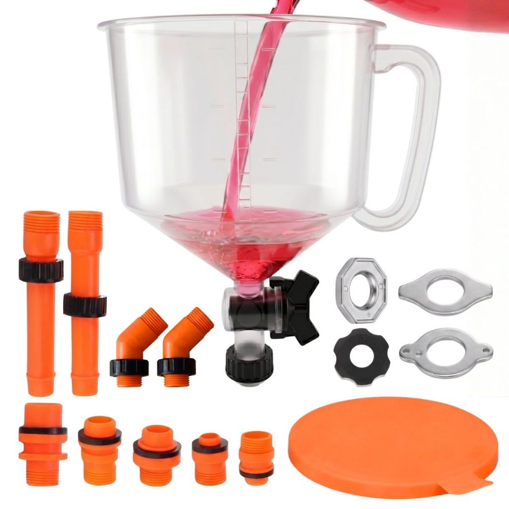 Kit Funil 15 Peças Antirrespingo P/ Líquido Arrefecimento C/ Válvula (1111-28) - Lupus