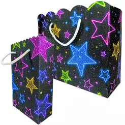 Sacolinha Estrelinhas Neon Estrelas Coloridas Sacolinhas Lembrancinha de Aniversário Infantil Menina Sacolas Bolsa