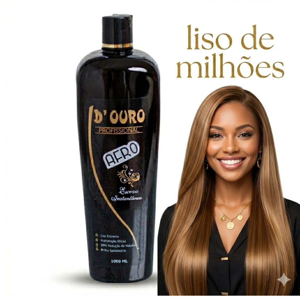 1 escova progressiva 1 litro  cabelo afro d ouro profissional, efeito de salão profissional