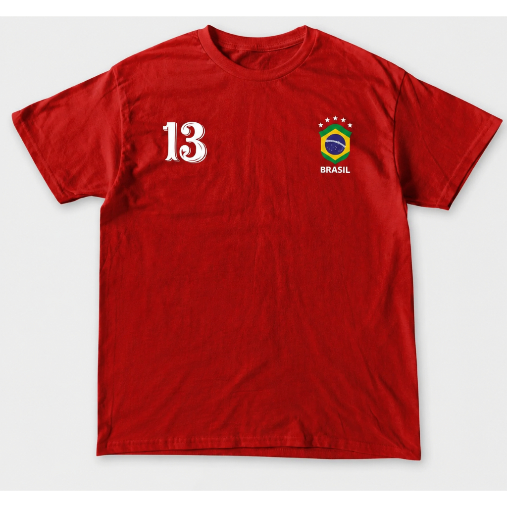 Camiseta "Brasil 13" Edição Copa do Mundo Unissex em Algodão Estampa Premium