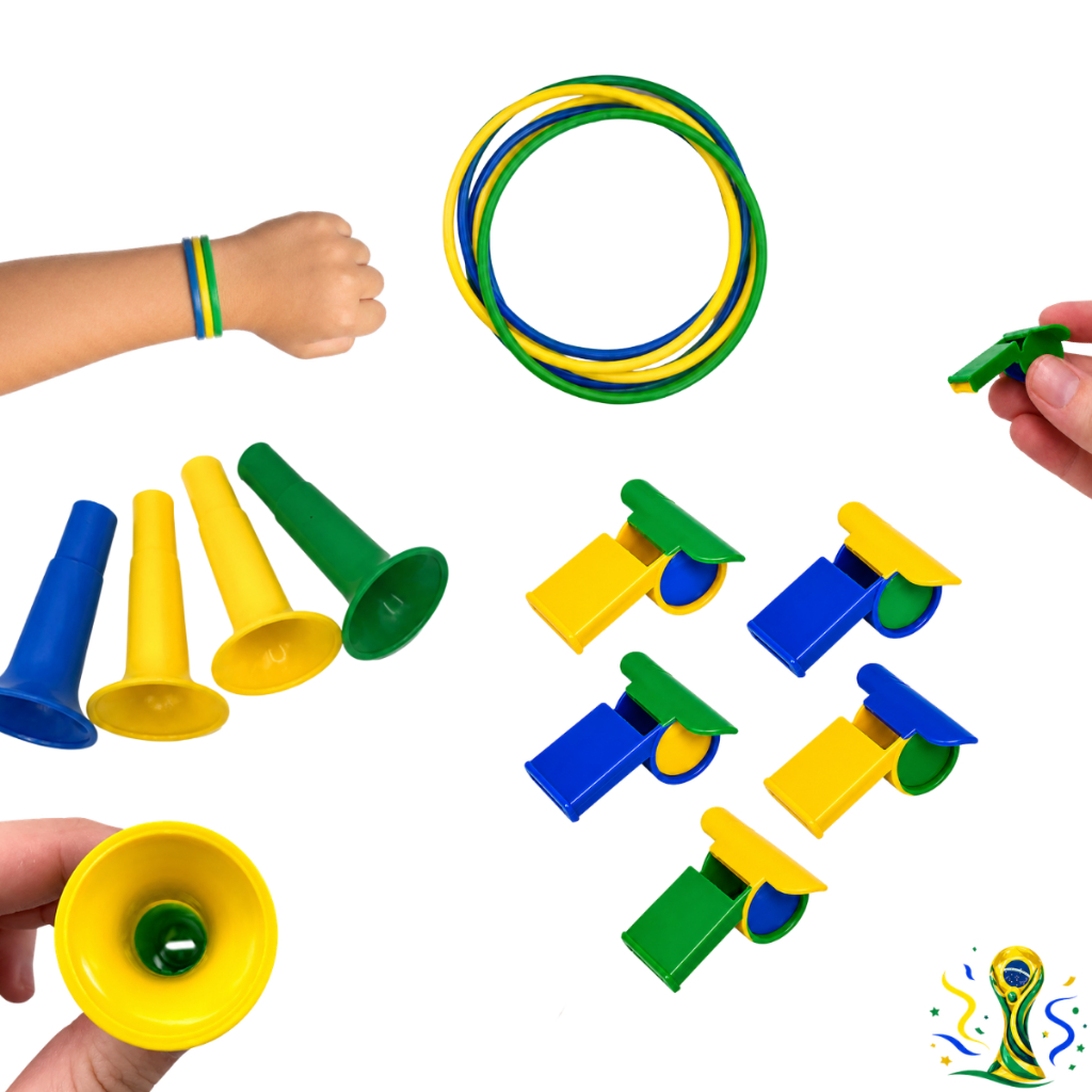 Kit 75 Mini Brinquedos Copa Brasil Aniversário Festa Lembrancinha Saquinho Surpresa Crianças