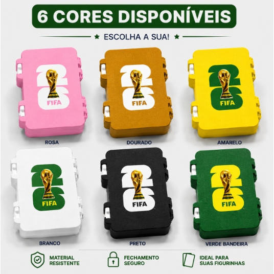 Caixa Porta Figurinhas Album Copa Do Mundo 2026 Grande Preto P2026 Organizador Estojo