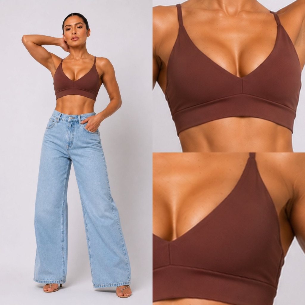 Top Cropped  Feminino Reforçado Premium Duplo Alta Sustentação com Costura reforçada Cropped de treino Fitness