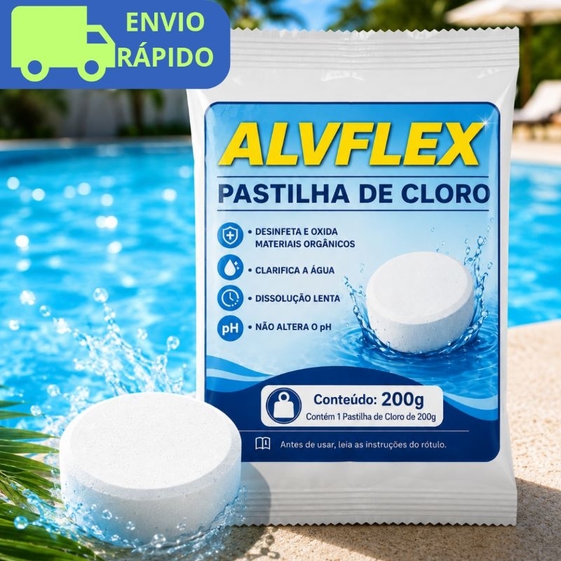 Kit 10 Pastilhas De Cloro Alvflex Kit Com 10 Pastilha Tablete c/ 200g