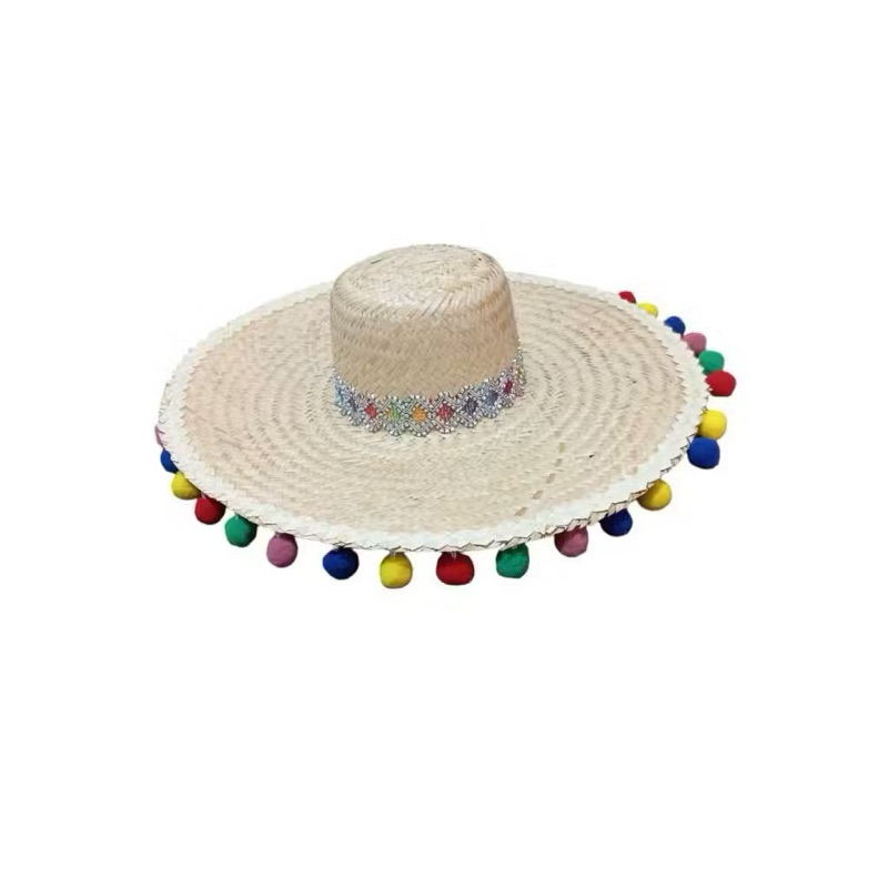 Chapéu De Palha Mexicano Com Bolinhas Coloridas | 45x38cm | Festa Junina, Decoração, Enfeite, Cartola, Unidade, São João