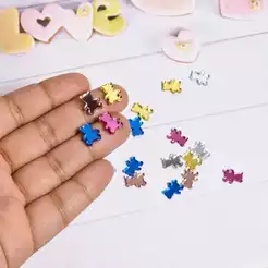 Mini Apliques Tag Acrílico Espelhado Urso Ursinho Bebê 1cm Artesanato Decoração Papelaria Criativa Com 50, 100, 200
