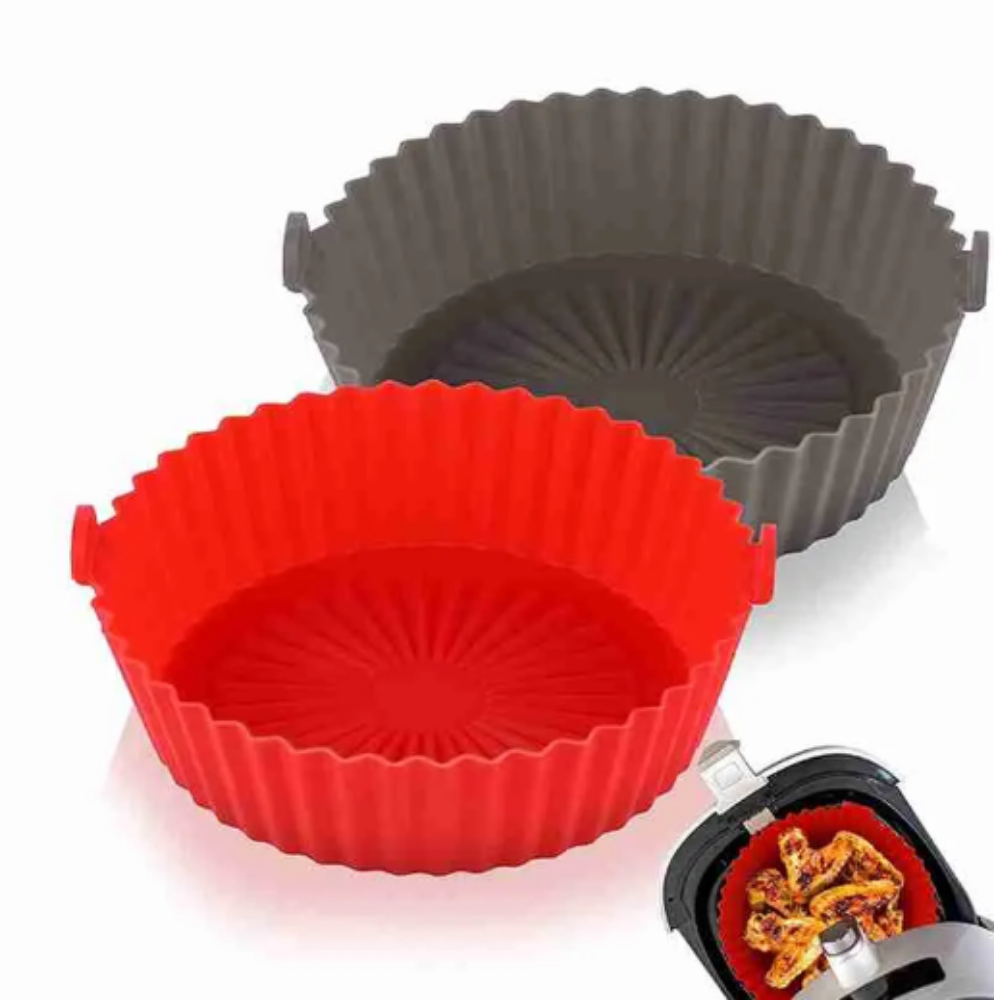 Forma De Silicone Para Air Fryer Forno Microondas Fritadeira Assadeira – Reutilizável Antiaderente Flexível