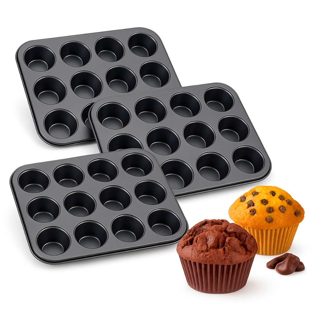 Forma Cupcake Bolo Pão de Queijo de Teflon Assadeira Antiaderente Grande