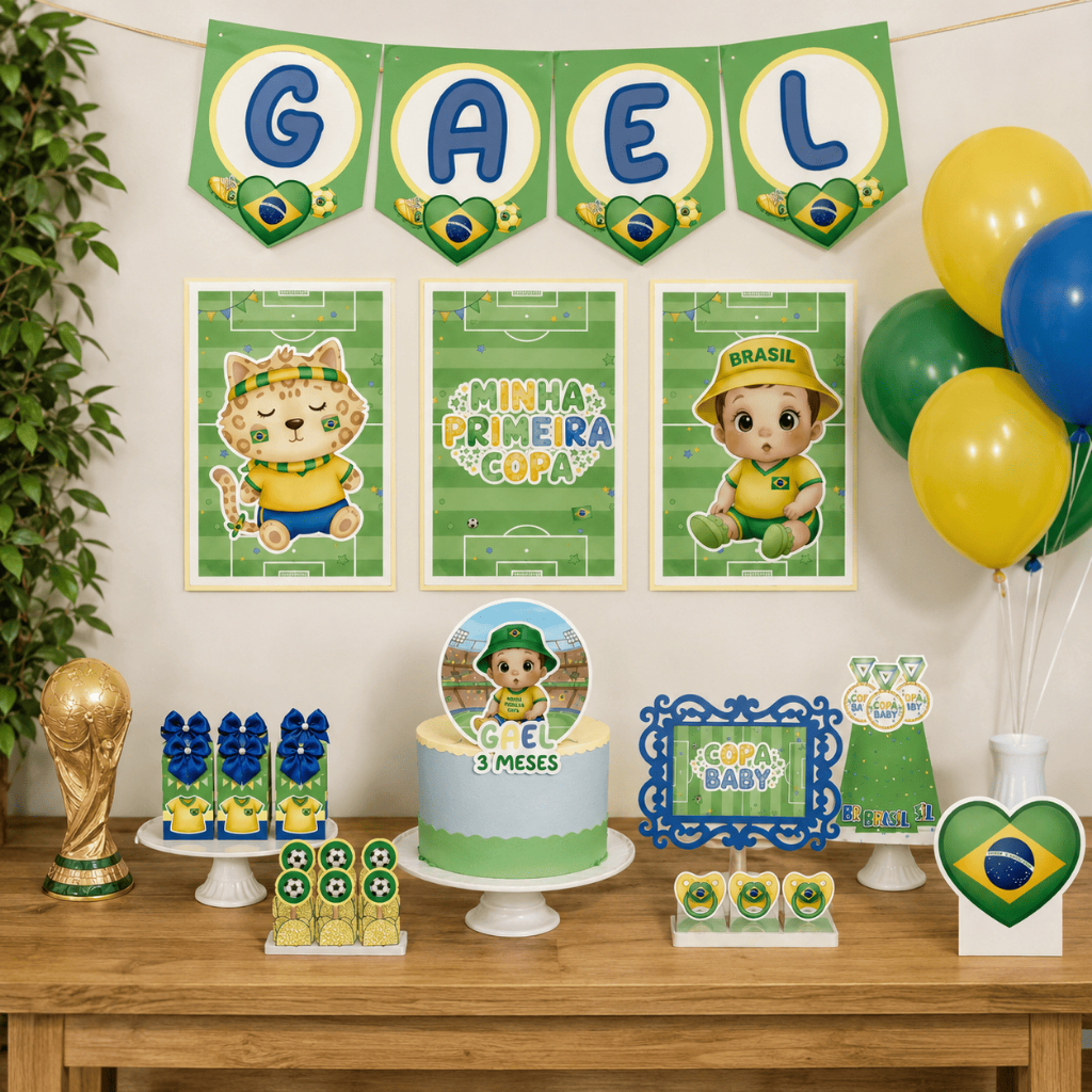 KIT FESTA MINHA PRIMEIRA COPA DO MUNDO 2026 SÓ UM BOLINHO | MENINO| MESVERSÁRIO E ANIVERSÁRIO | EVENTOS E ESCOLA