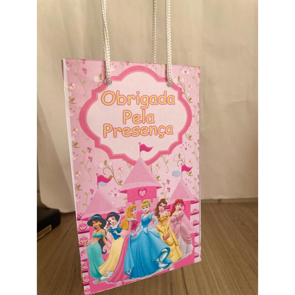 Sacolinhas Personalizadas Princesas da Disney  | Sacola Lembrancinha Festa Infantil | Kit 10 Unidades