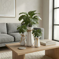Vaso para Planta Decorativo Texturizado Moderno Escritório/Sala Castela