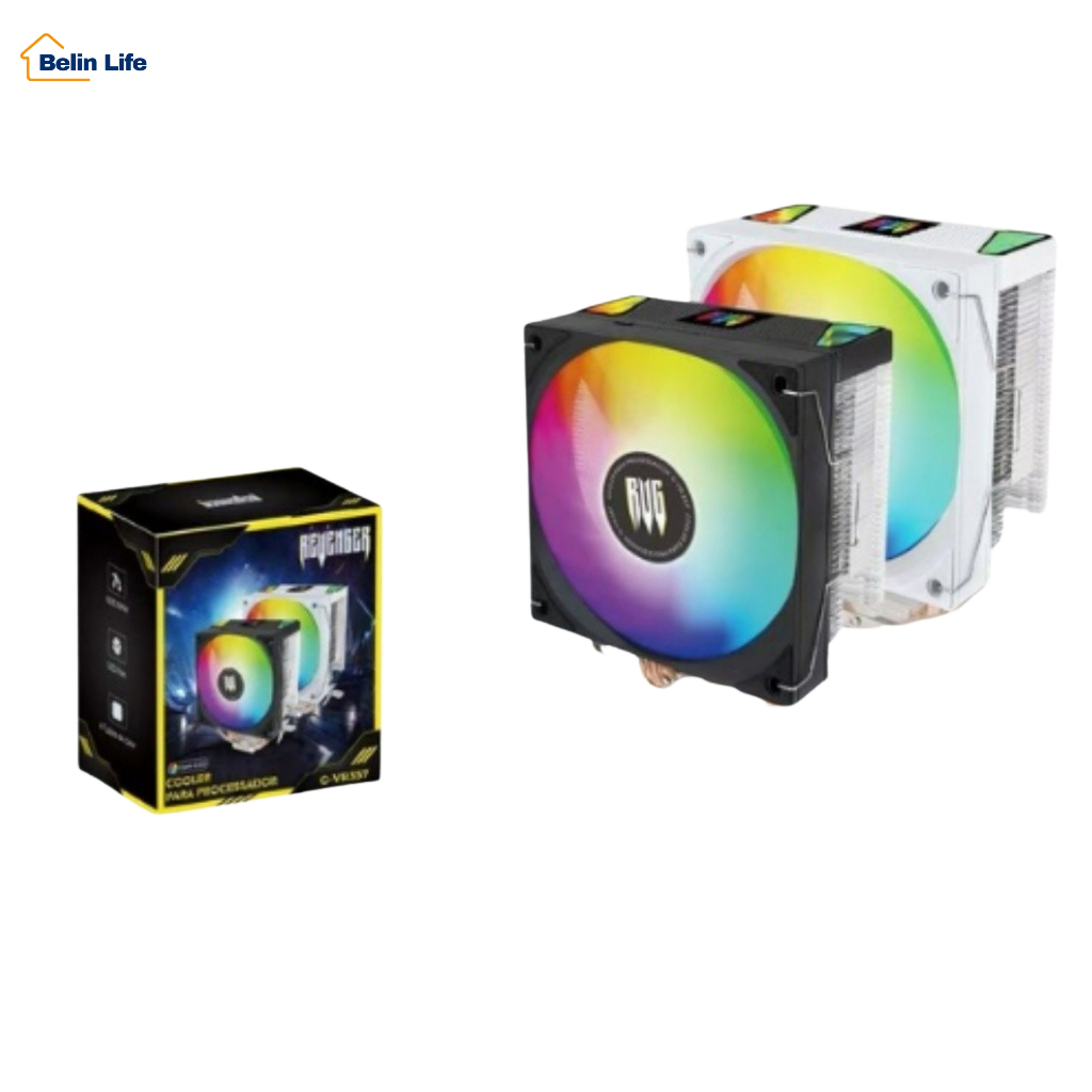 Cooler para Processador Gamer LED RGB Intel AMD 4 Heatpipes Ventoinha 120mm
