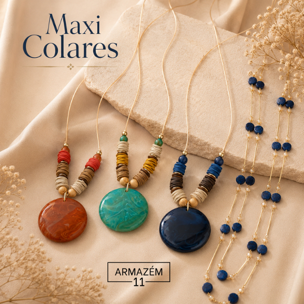 Maxi Colares e Pulseiras Feminino Elegante Acessório de Destaque e Estilo