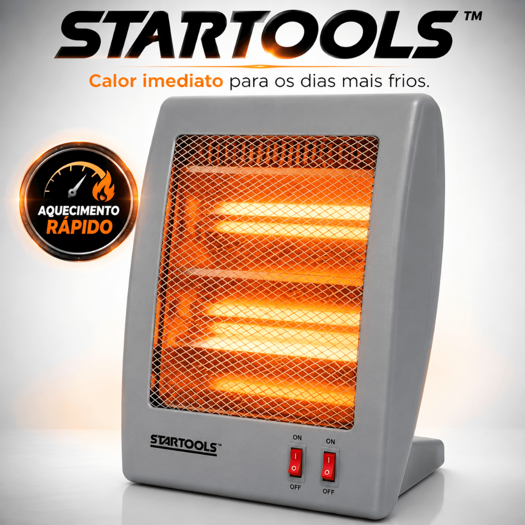 Aquecedor Elétrico Quartzo 220V Aquecimento Rápido Portátil Econômico Compacto 36cm STARTOOLS