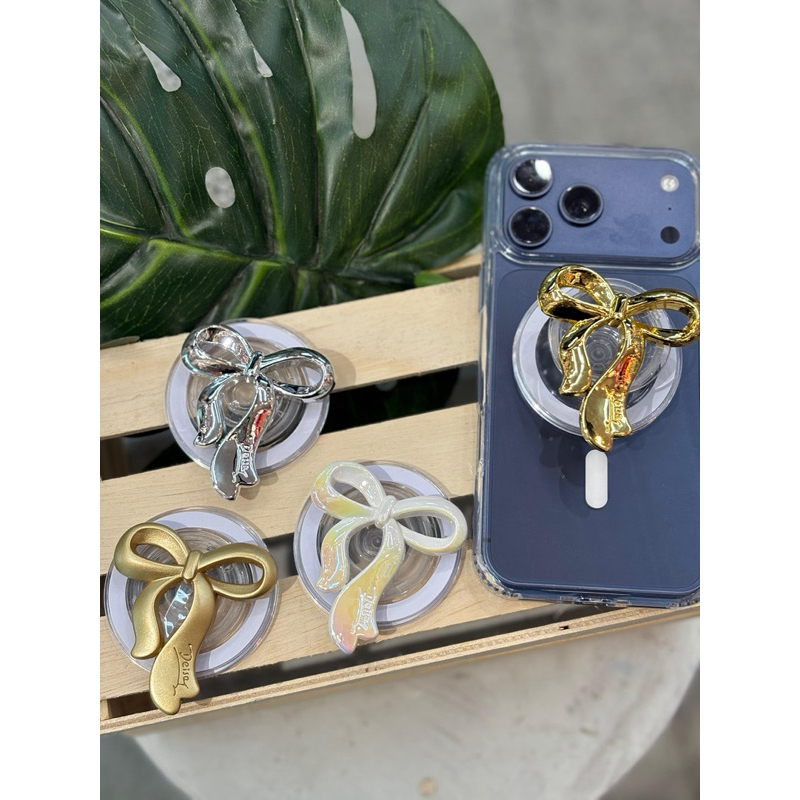 Pop Socket Magnético MagSafe Laço Luxo | Suporte para Celular com Ímã Forte | Compatível com iPhone e Capas MagSafe
