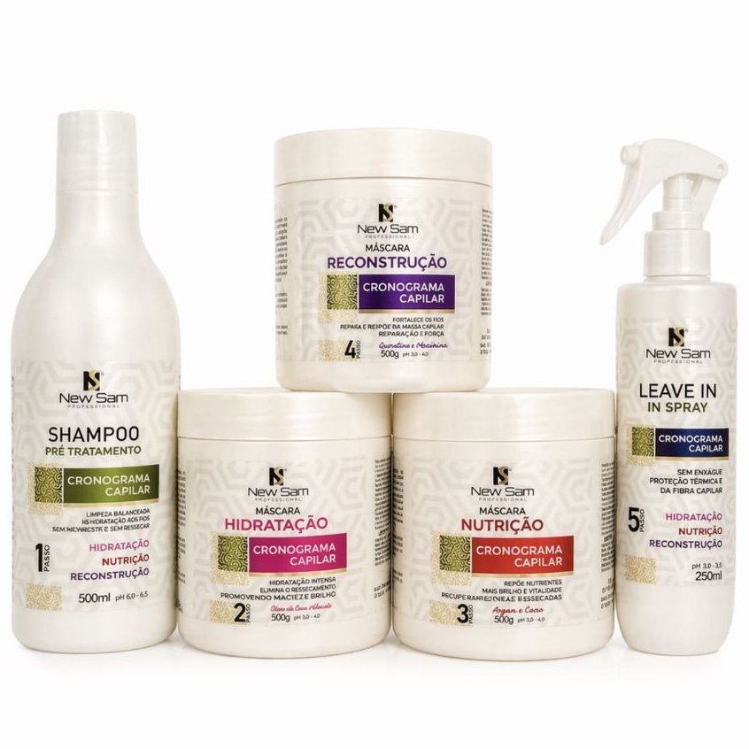 Kit Tratamento Cronograma Capilar 5 Produtos Hidratação Nutrição Reconstrução