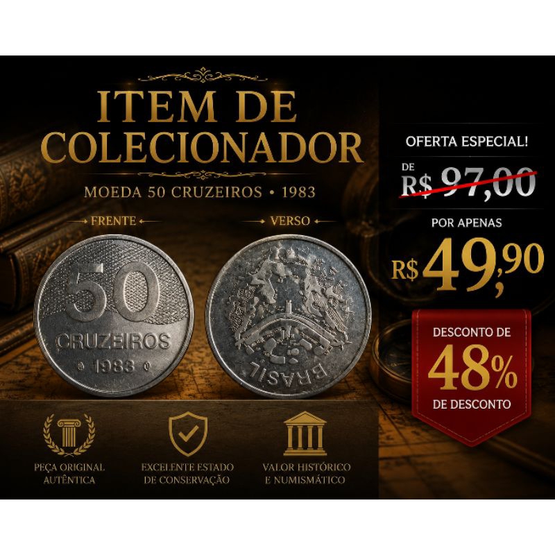 Moeda de 50 cruzeiros 1983 (item de colecionador)