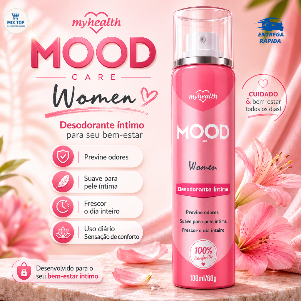 Desodorante Íntimo Feminino MyHealth Mood Care Spray Frescor Duradouro Proteção Contra Odores.