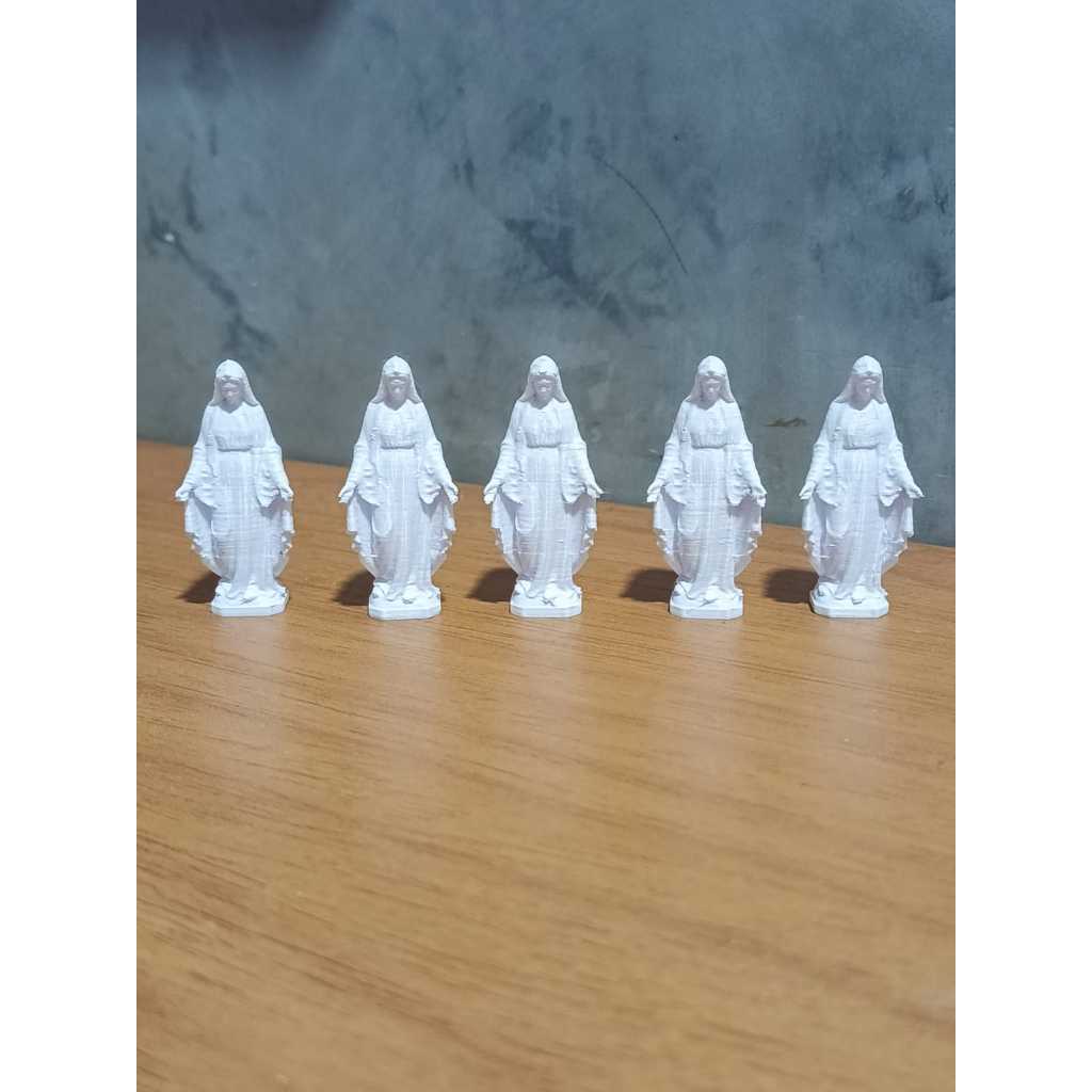 Kit 5 Santinhas Nossa Senhora Das Graças 5cm Branca Para Pintar Artesanato Lembrancinha Impressão 3D