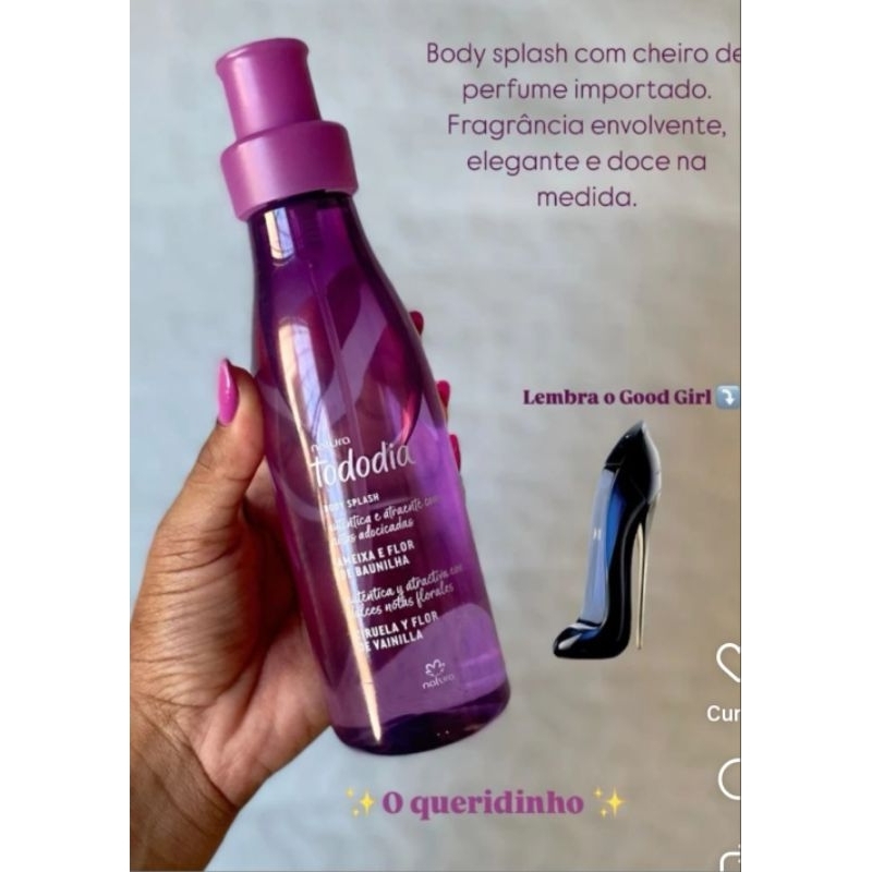 Body Splash Ameixa e Flor de Baunilha 200ml Natura Tododia Validade 05/30 Vegano.