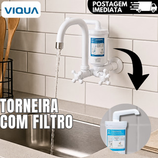 Torneira Filtro de parede Bica Móvel Com Arejador Economico Viqua Marujá ABS Tripla Filtração Refil