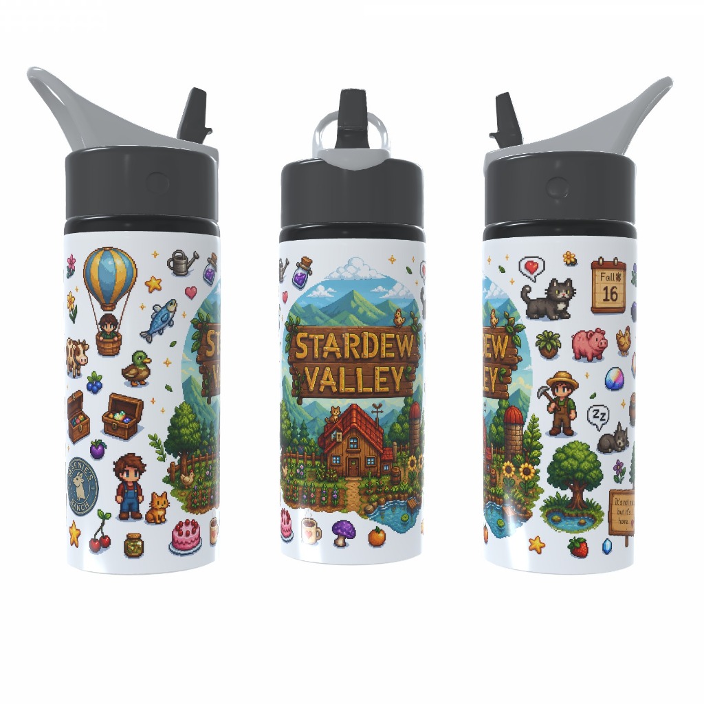 Garrafa Squeeze Stardew Valley Pixel Art Alumínio Premium Cozy Gamer