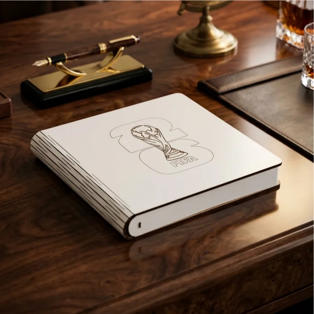 Porta Álbum E Figurinhas Da Copa Do Mundo 2026 Organizador De Figurinhas Premium Mdf Branco Tipo Livro