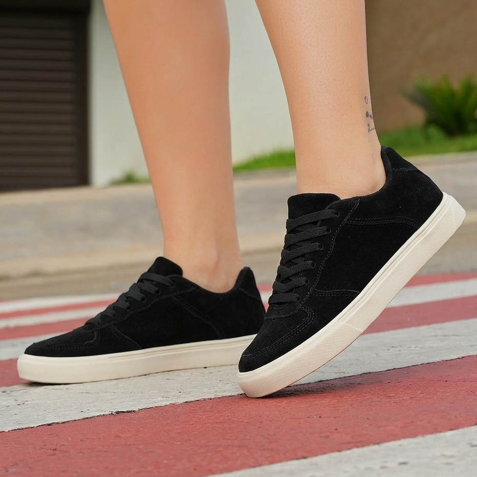 Tênis Masculino Casual Feminino Camurça Estiloso Confortável Macio Resistente Do 35 Ao 43 Acessível
