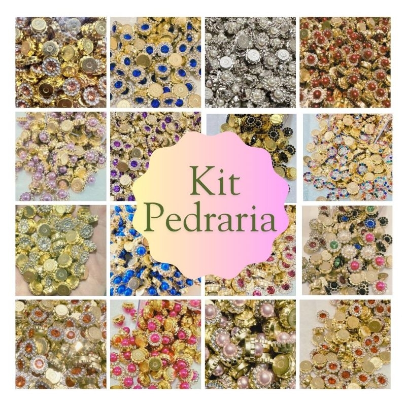 Kit Pedrarias 200 ou 500 un Apliques para Laços Pedraria Dourada ou Prata p Colagem em Lembrancinhas Caixas presentes