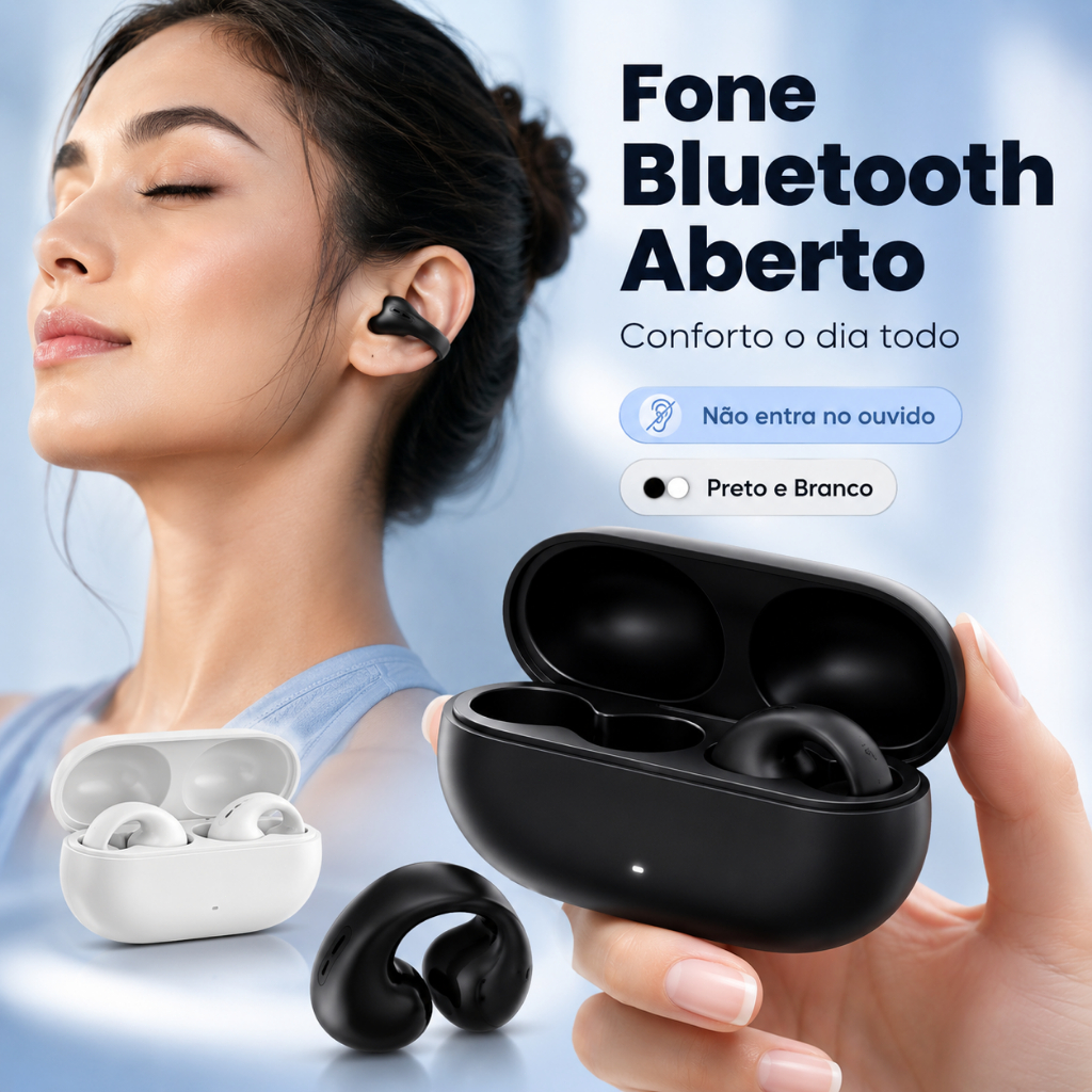 Fone de Ouvido Sem Fio Bluetooth Fone Esporte À Prova D'Água Com Microfone Earcuffs de Som Bluetooth Condução Óssea
