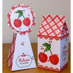 Kit Festa Cerejinha Menina Pegue e Monte Sacolinhas Personalizadas Caixinhas Lembrancinhas Festa Infantil Tema Cerejinha